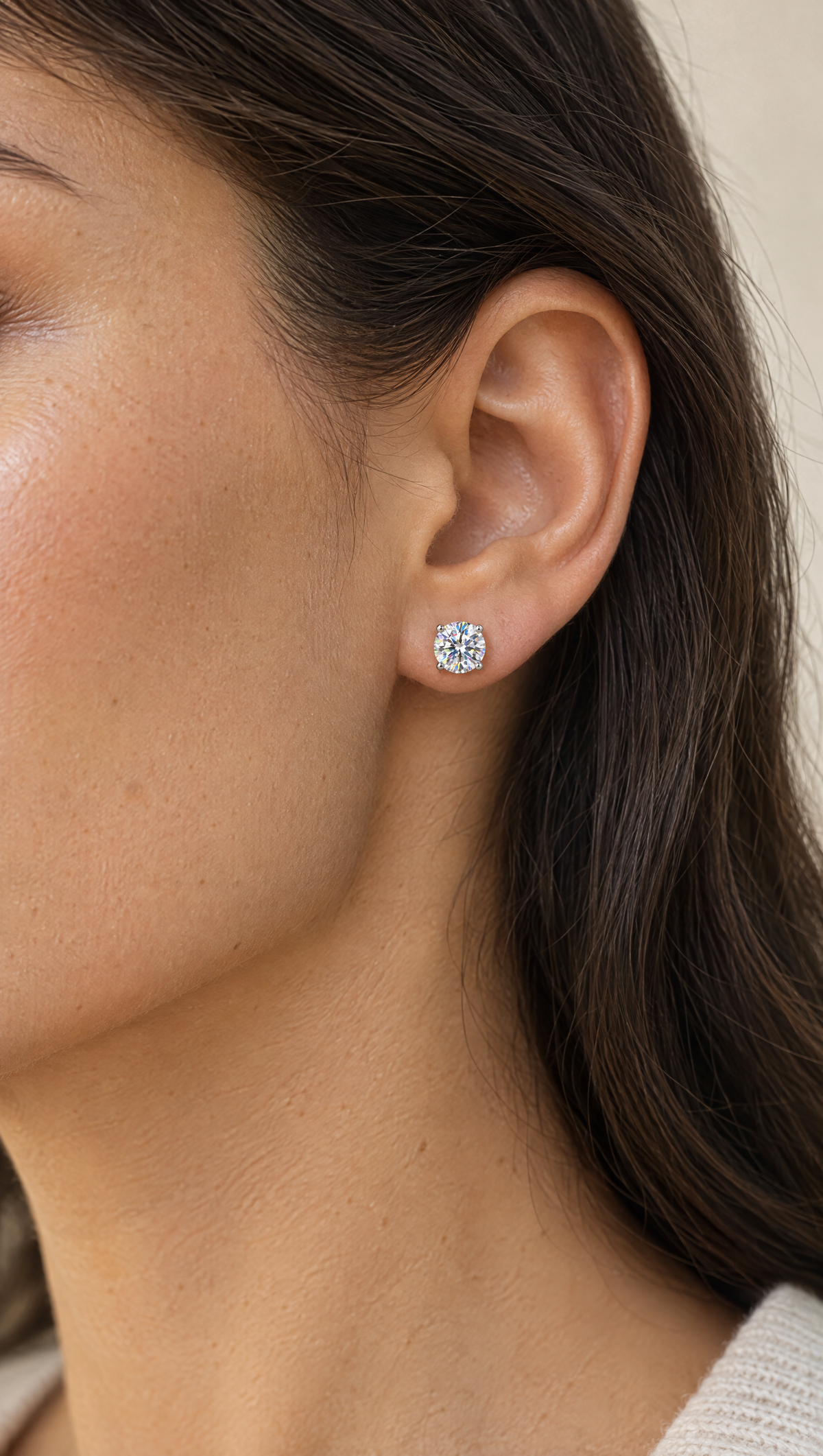 Solitaire Moissanite Studs + Necklace