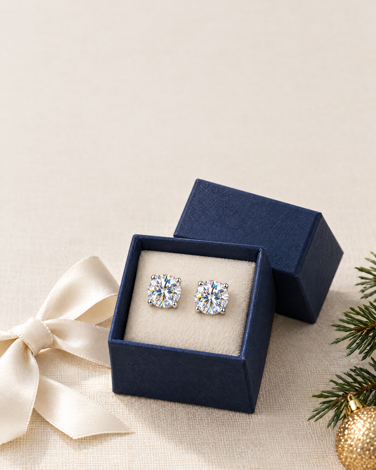 Solitaire Moissanite Studs + Necklace